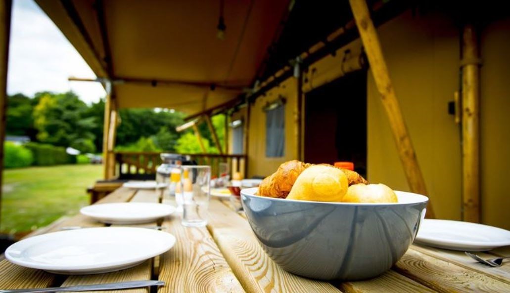 Glamping lodge met badkamer