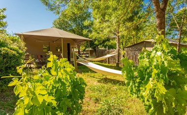 Lodgetent met badkamer in zuid Frankrijk Lodgetent met badkamer in zuid Frankrijk